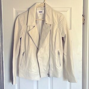 White leather moto jacket